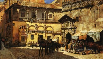 聖具室と大聖堂の入り口前のマーケット広場 グラナダ ペルシャ人 エジプト人 インド人 エドウィン・ロード・ウィーク Oil Paintings